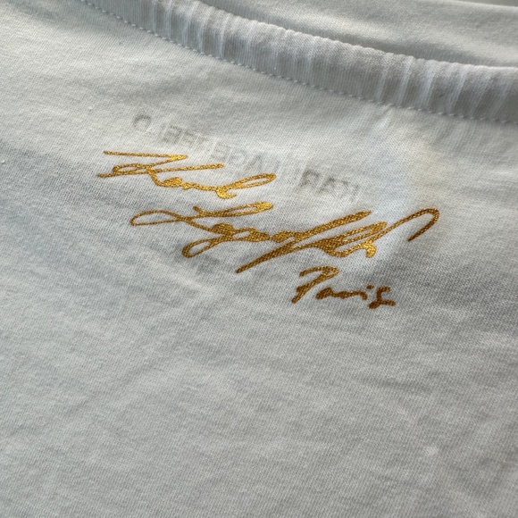 Karl Lagerfeld Paris White T-Shirt Women's Size XL Rhinestone Bling - Picture 7 of 12